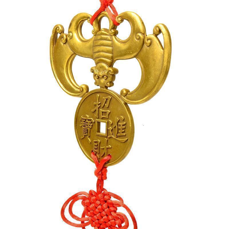 家柏饰corated铜福鼠吊金钱挂件小号蝙蝠铜钱家居装饰工艺品视频