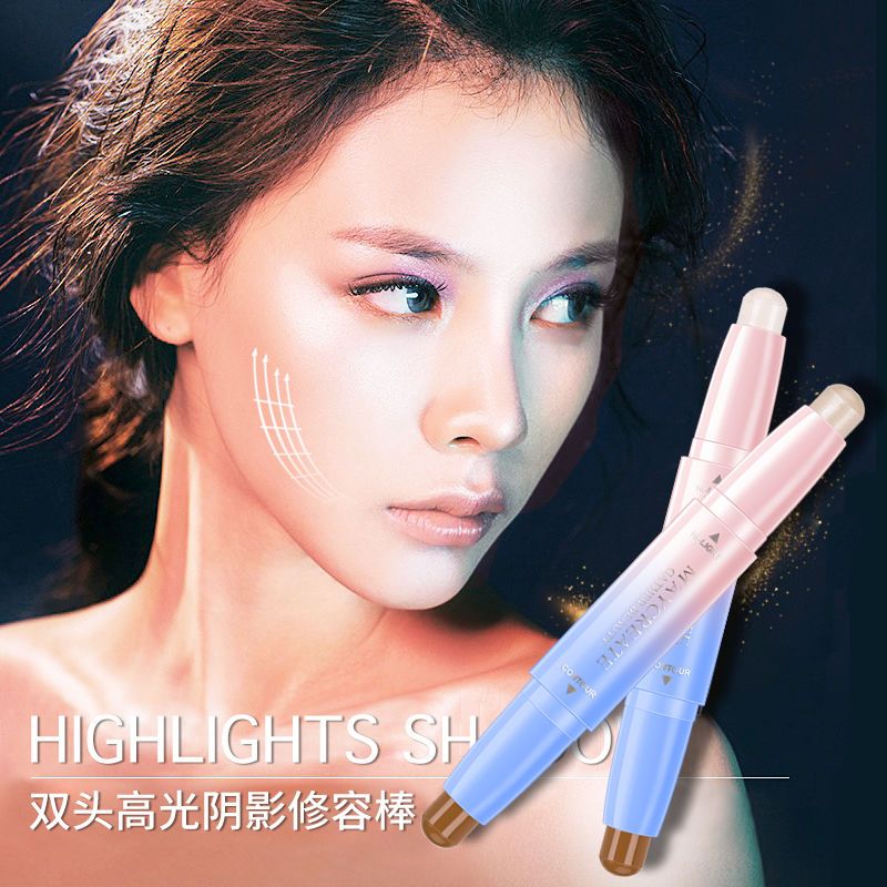 修容棒双头高光阴影高光卧蚕笔瘦脸立体提亮鼻侧影防水防脱妆 102#(自然色+咖啡色) 黑色包装
