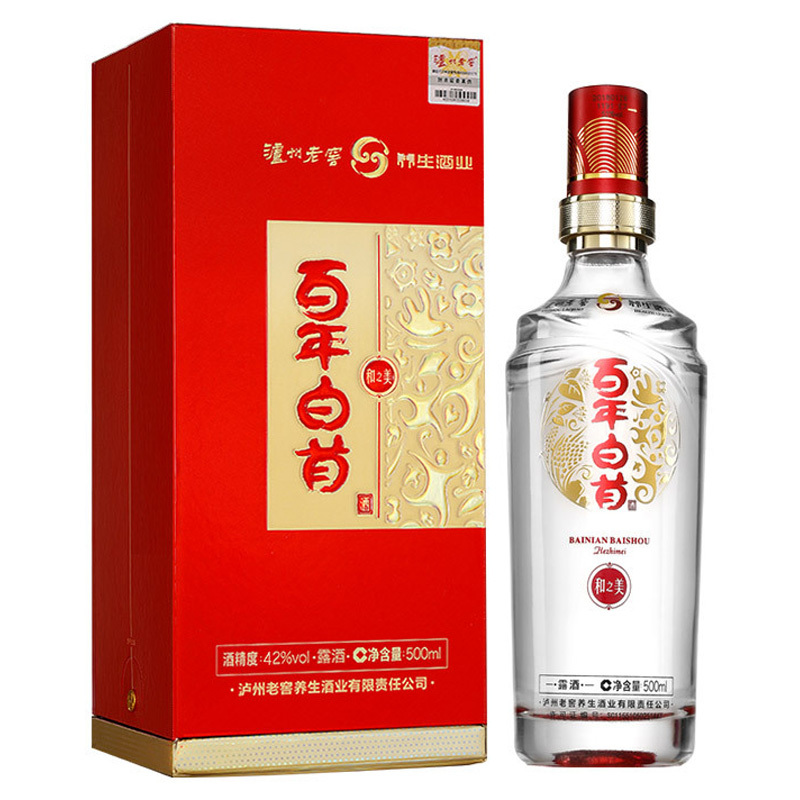 泸州老窖养生酒42度百年白首酒和之美500ml单瓶装白酒