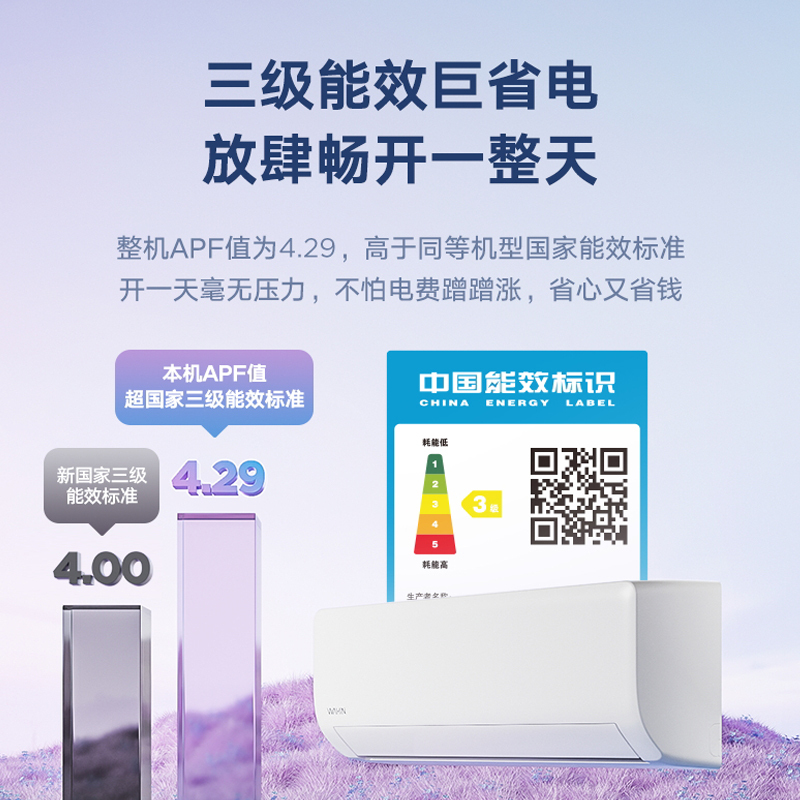 华凌空调 1.5匹新能效变频挂机 智能冷暖家用挂壁式以旧换新KFR-35GW/N8HA3 Ⅱ