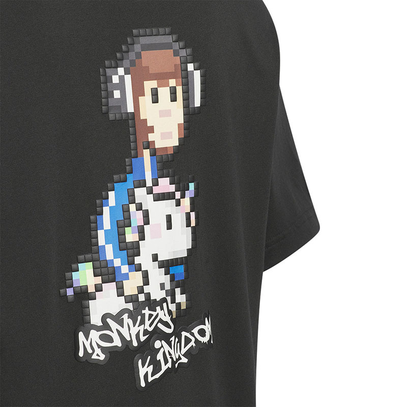 Adidas 三叶草青少年23秋季运动T恤像素卡通印花圆领短袖 IX4363