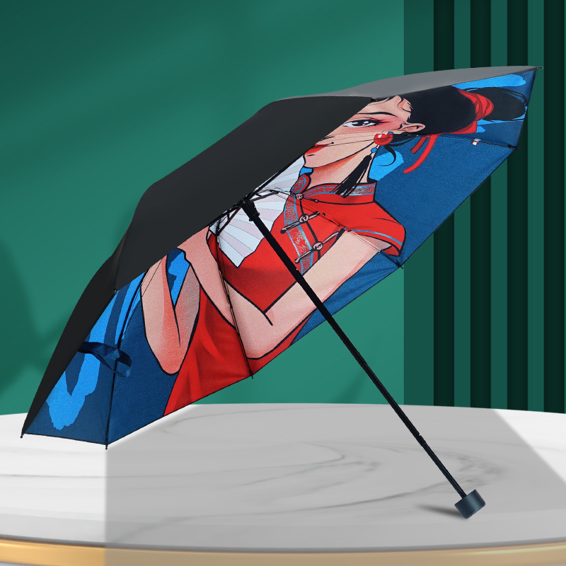 红叶UPF50+太阳伞防晒防紫外线雨伞女晴雨两用折叠伞女遮阳伞高清大图
