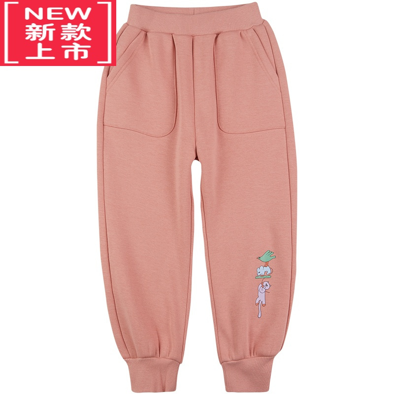 可莉允2022冬季 儿童裤子加绒卫裤新款下装加厚保暖运动长裤冬装保暖裤