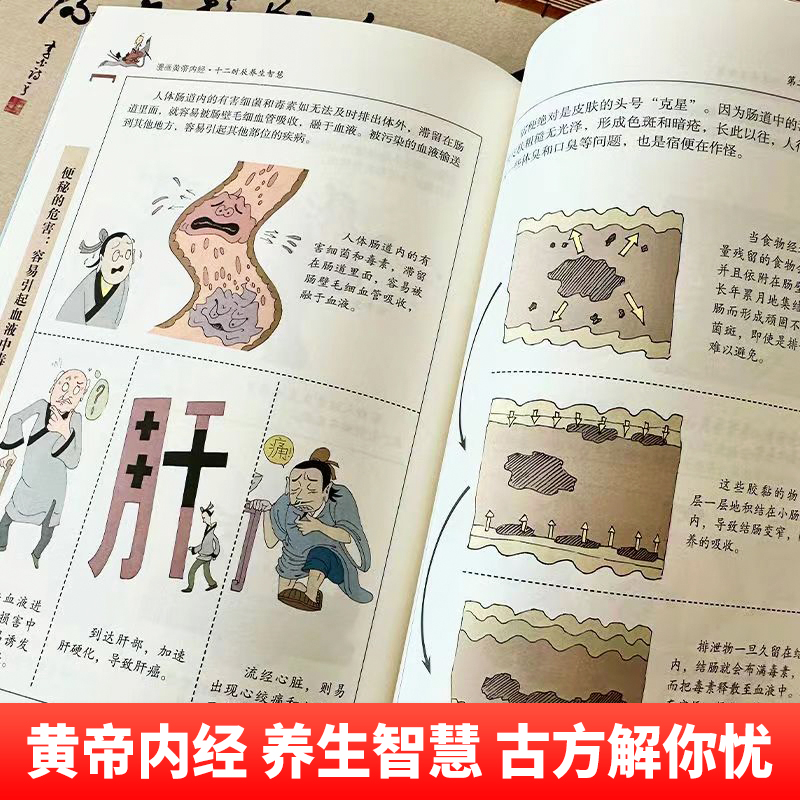 [醉染正版]2023新版 漫画黄帝内经 上下册 十二时辰养生智慧 二十四节气养生智慧 薛钜夫傅延龄联袂推荐中医八大名著之高清大图