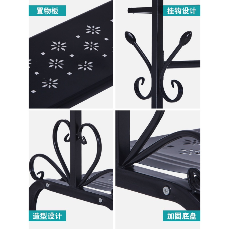 汐岩衣帽架双杆式落地宿舍收纳挂衣架立式家用卧室放衣服包包架子