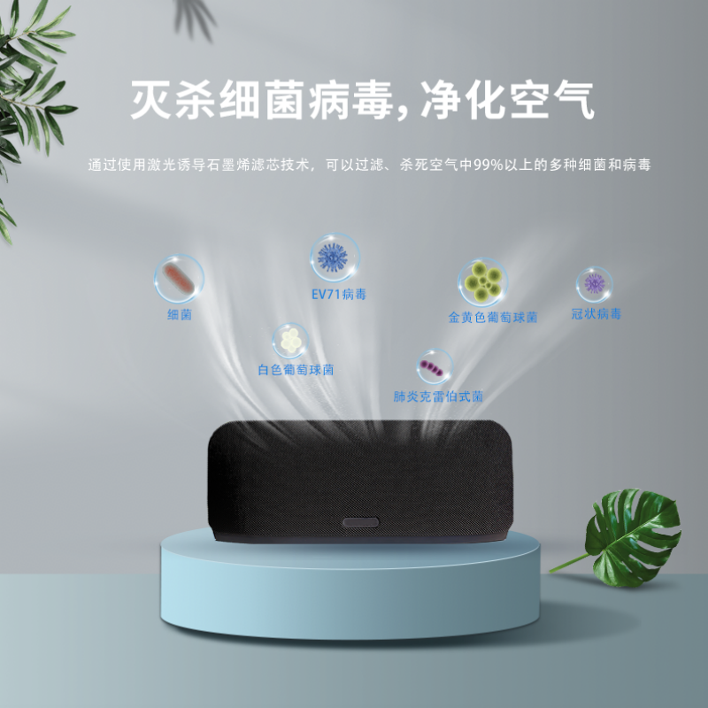 烯健空气墙桌面型便携多场景应用底噪运行隔离病毒去除病毒空气净化器消毒机空气消毒机