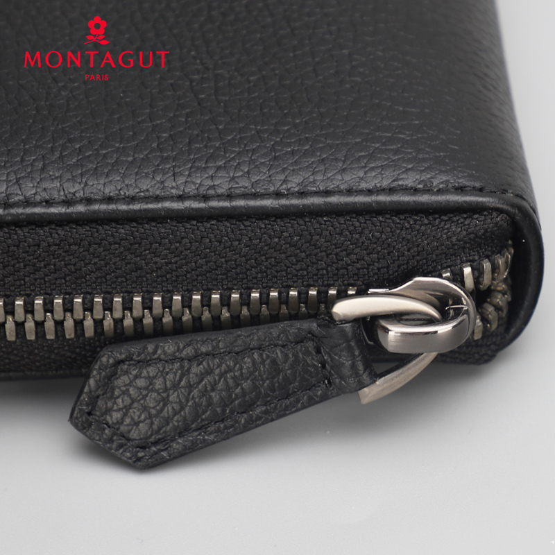 梦特娇手包男长款竖款拉链迷你多功能钱包超薄真皮时尚男士竖款钱包