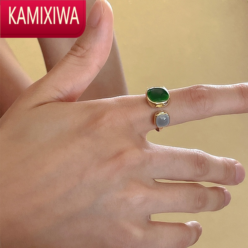 KAMIXIWA祖母绿戒指女欧美高级感小众设计2022年新款潮轻奢时尚个性指环