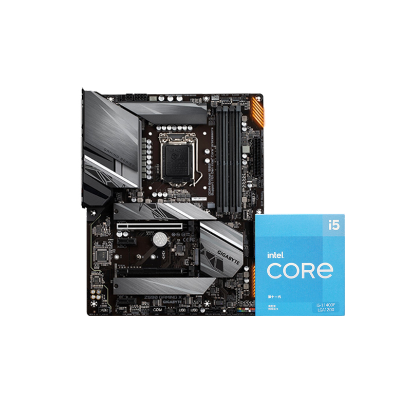 技嘉魔鹰Z590 GAMING X+英特尔I5 11400F CPU 板U套装