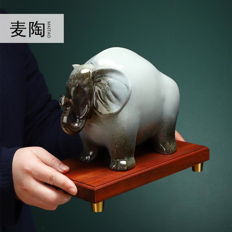 美帮汇创意陶瓷工艺品动物猪象摆件家居书房玄关电视柜装饰品摆设图片