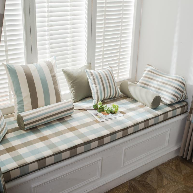 BONJEAN北欧高密度海绵飘窗垫窗台垫定做沙发垫条纹阳台榻榻米垫卡座 格条818cm飘窗垫