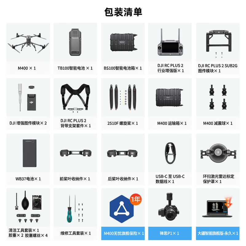 大疆(DJI)经纬m400无人机RTK免像控全画幅相机 Matrice400无忧旗舰版+禅思P1+大疆智图旗舰版 提货卡高清大图