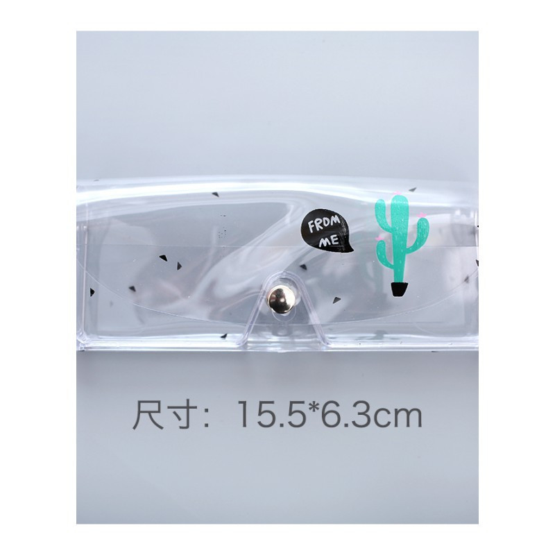 权夫人创意小清新眼镜收纳盒便携式塑料透明轻便近视眼镜盒女款学生 仙人柱-点点底593AT