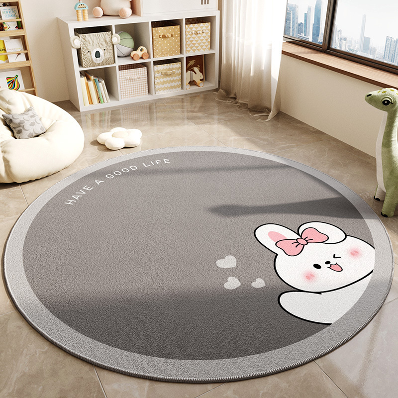 卡通儿童房圆形地垫家用学习椅子书房脚垫阅读区垫子卧室床边地毯