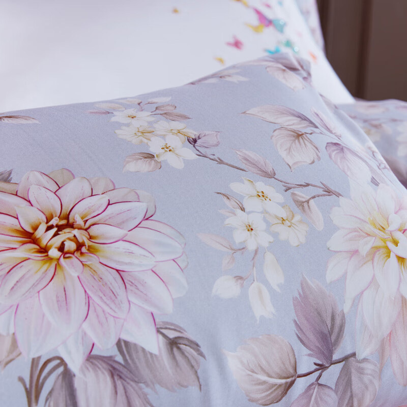 梦洁床品四件套200*230cm纯棉印花花舞悠然1010189058色牢度高高清大图