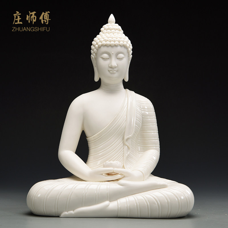 陶瓷东南亚佛像释迦摩尼阿弥陀佛药师佛菩提如来佛像摆件 三维工匠 释迦摩尼佛(红色带底座)高清大图