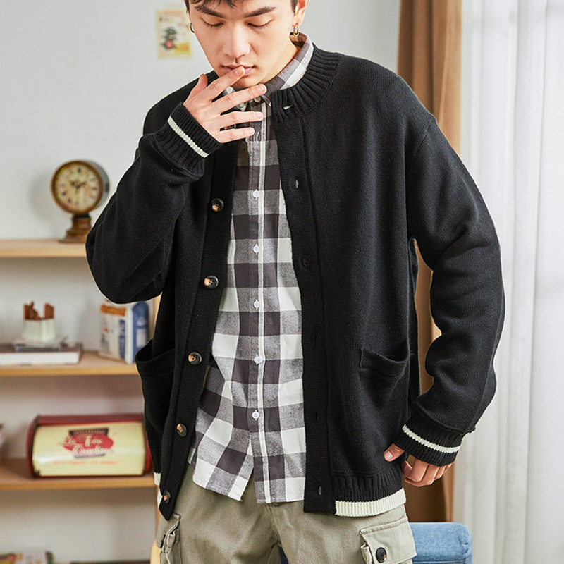 5折价1372元唐狮春新款开衫毛衣男港风潮流个性针织开衫男士韩版外套