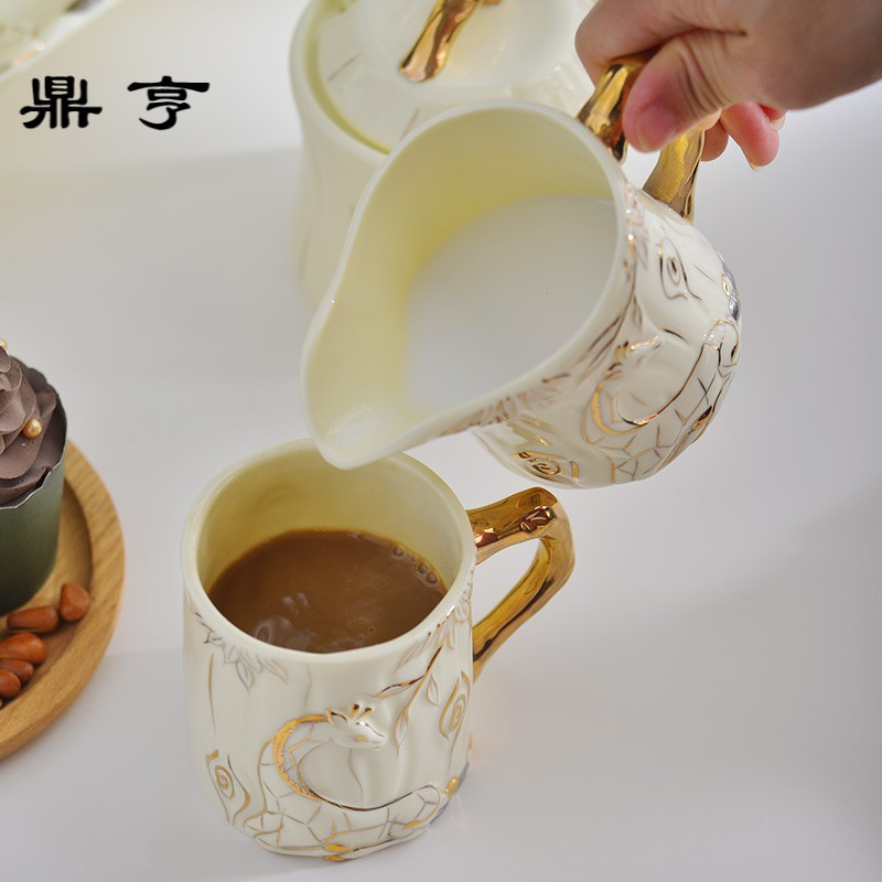 鼎亨咖啡杯套装欧式陶瓷创意简约个性下午茶杯整套家用带托盘咖啡