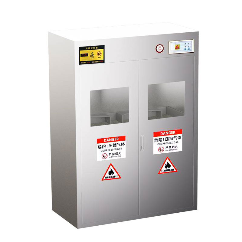 不锈钢气瓶柜 201双瓶报警高清大图