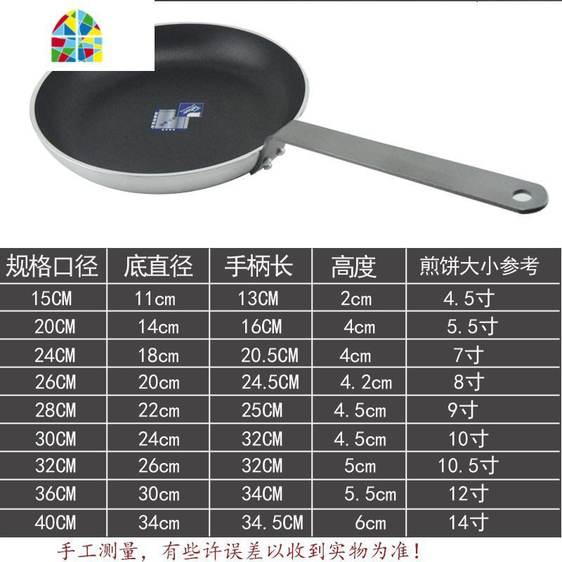 平底煎锅法式商用加厚燃气不粘锅大号酒店餐厅牛排摊蛋饺锅 FENGHOU 24cm参考7寸底