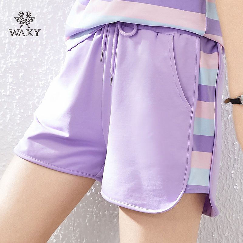 WAXY韩版运动短裤女夏季薄款a字高腰宽松2022新款ins潮健身跑步裤