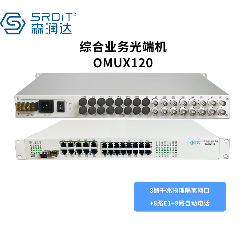 森润达SRDIT PDH光端机综合业务光端机电话光端机多业务光端机OMUX120 i8G8E8P/S80L