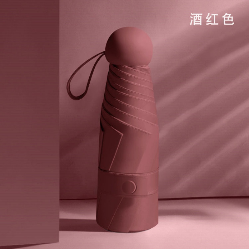 太阳伞超轻小巧便携超小式迷你胶囊紫外线晴雨伞遮阳伞加厚 优雅红+升级款-晴雨2合1【伞下降温10C】