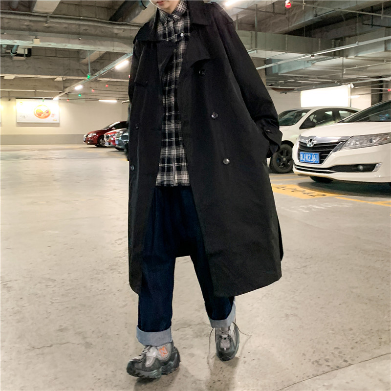 YUANSU秋季痞帅中长款风衣男春秋韩版潮流百搭帅气炸街bf风宽松大衣外套风衣