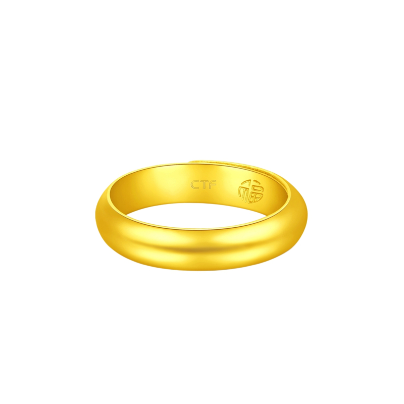 周大福足金黄金戒指情侣对戒男女款工费180计价eof134520礼物