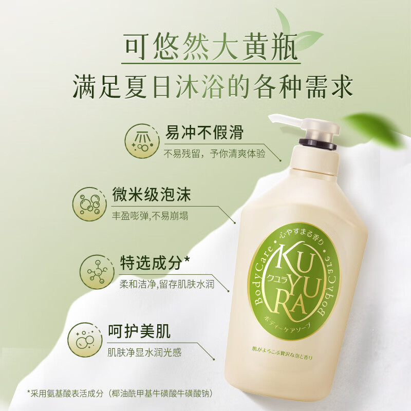 可悠然沐浴露大黄瓶550ml 美肌香氛滋润保湿 男女通用