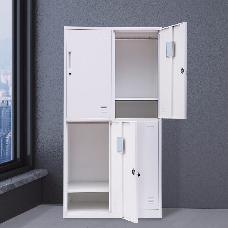 震海白色四门更衣柜储物柜鞋柜员工存包柜钢制办公柜类更衣柜衣柜 家用四门衣柜高清大图