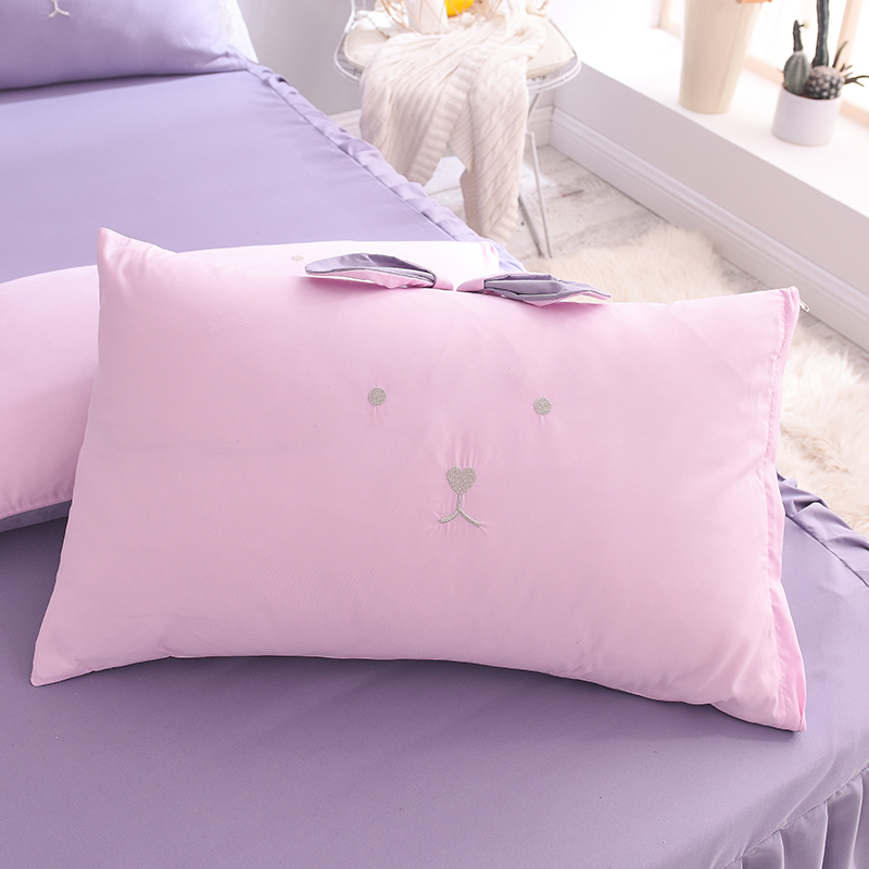 美帮汇床上四件套少女双人情侣被套 甜美粉色床裙床罩兔高清大图