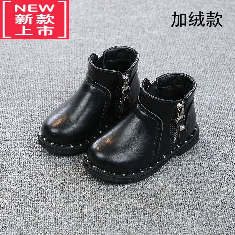 可莉允女童靴子2022秋冬季新款儿童短靴洋气公主小童鞋加绒宝宝马丁靴皮图片