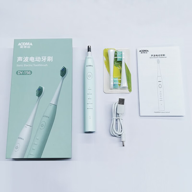 澳得迈(AODMA) 超声波式成人电动牙刷 高频震动 五档洁齿DY-156 2个刷头 白色高清大图