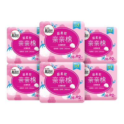 高洁丝亲亲棉系列丝薄棉柔卫生巾日用组合108片姨妈巾