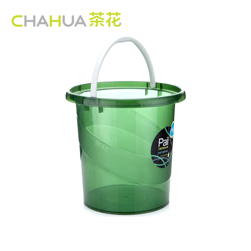 茶花透明手提水桶家用大号加厚洗衣桶储水桶洗车圆桶塑料桶洗衣桶宽边提手[大号15.9L]颜色随机