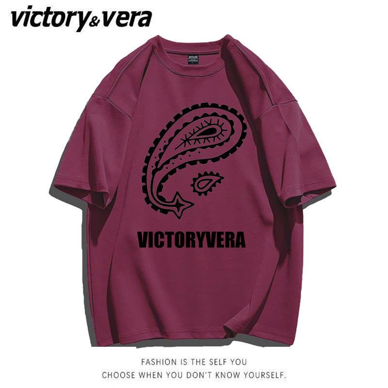 VICTORYVERA白色短袖t恤女夏装2022新款宽松百搭学生印花半袖上衣