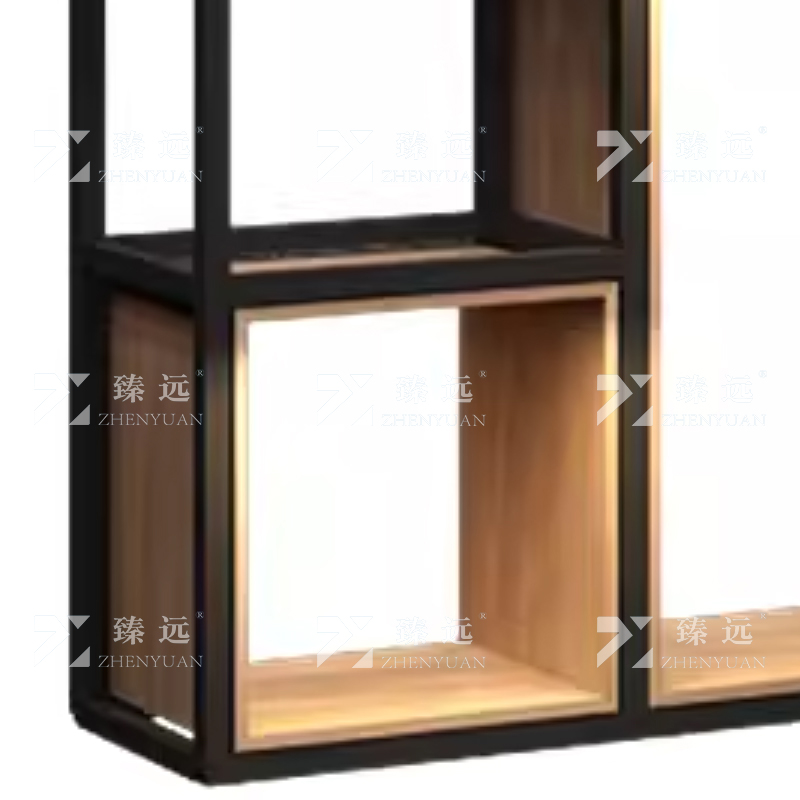 臻远ZY-SNJ-17置物架办公室隔断展示架落地多层书架客厅铁艺收纳架高清大图