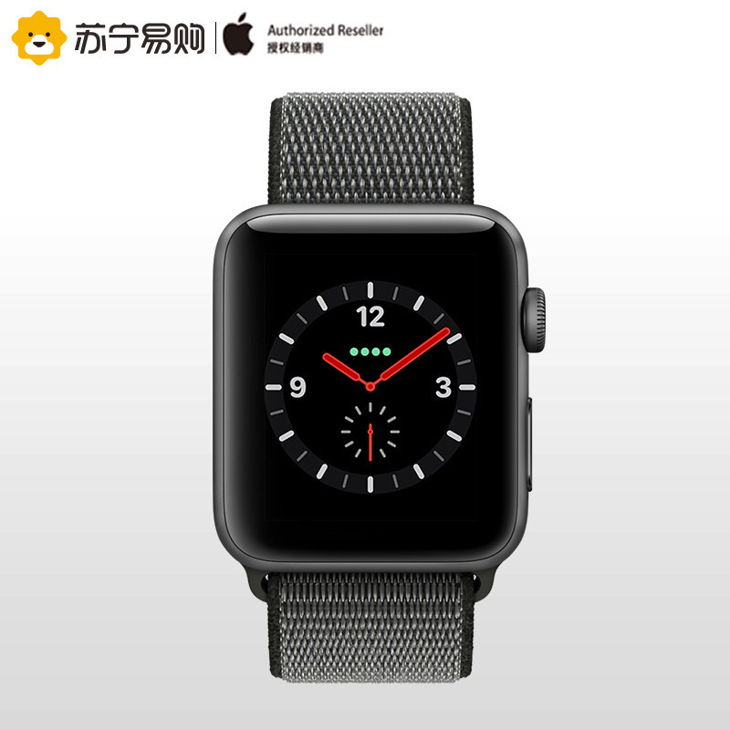 Apple Watch Series3智能手表 GPS+蜂窝网络款 38毫米 深空灰色铝金属表壳 深橄榄色回环式运动表带