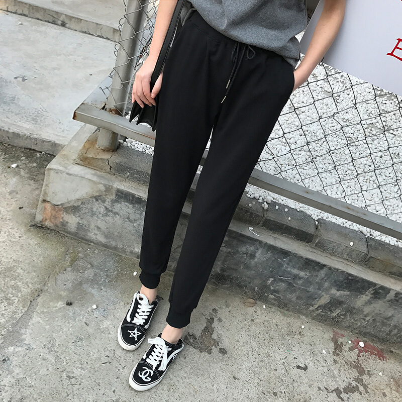 夏季薄款运动裤女学生韩版宽松百搭休闲哈伦裤子收口束脚显瘦卫裤