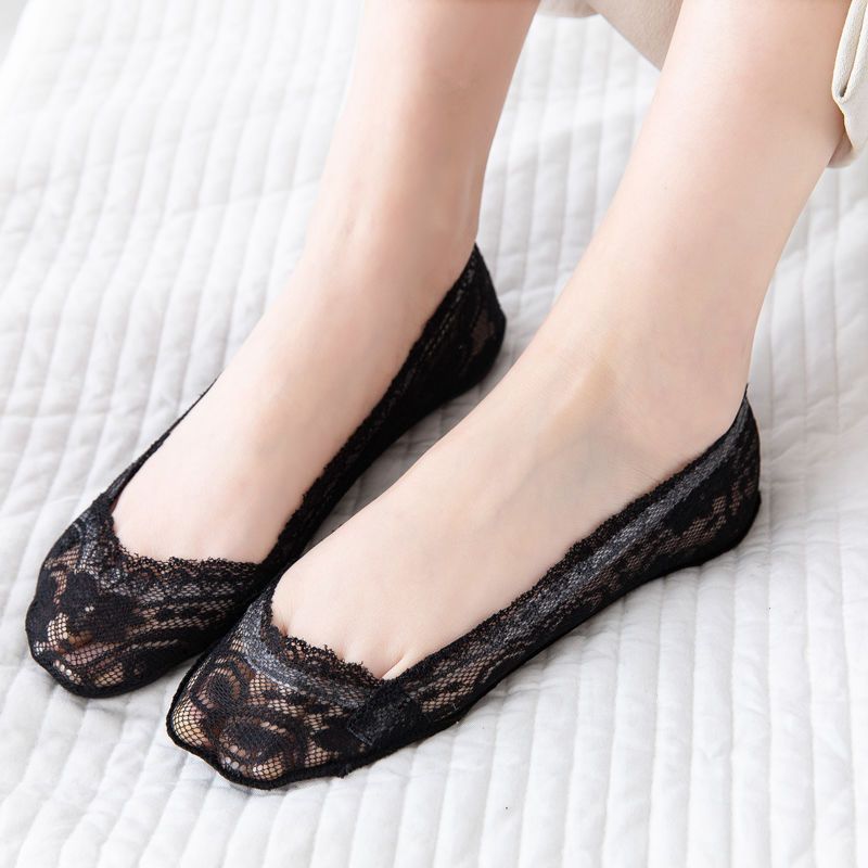 冰丝蕾丝船袜浅口夏季透气隐形袜薄款棉底女防滑