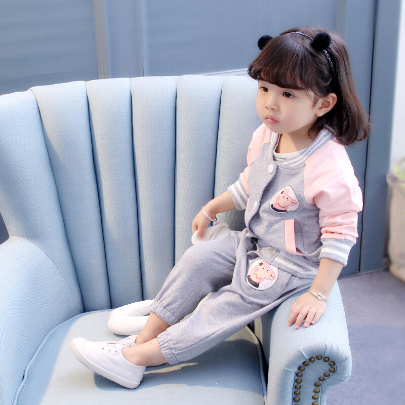 小猪佩奇童装女童秋装套装新款男宝宝佩琪衣服儿童135周岁