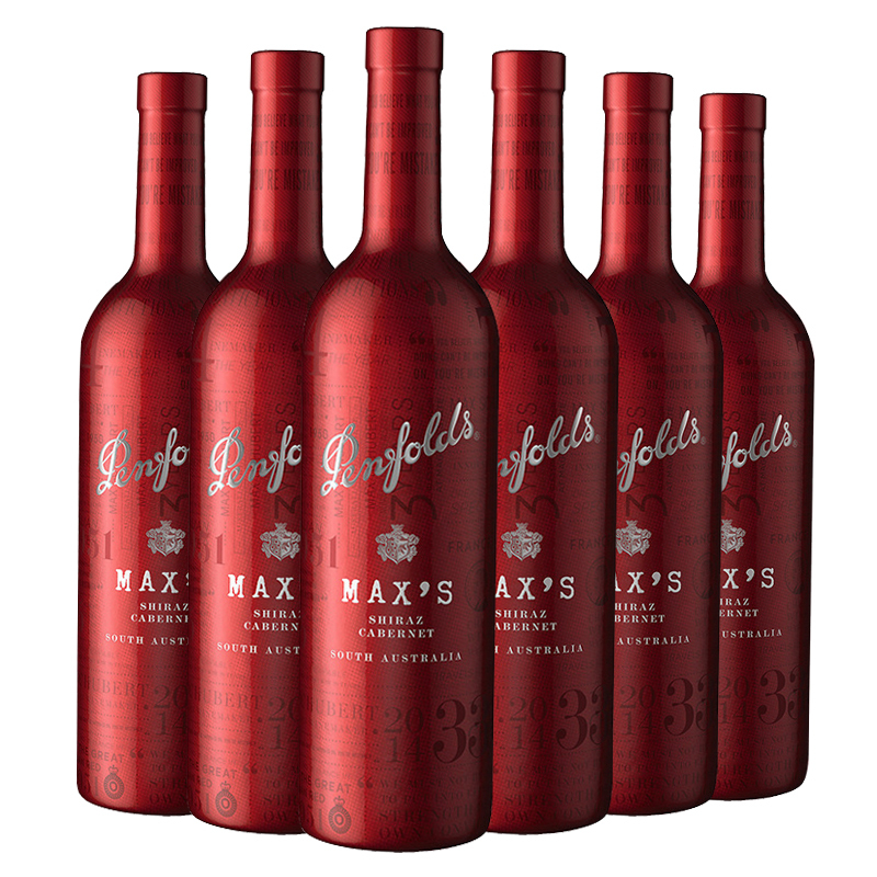 奔富麦克斯经典干红葡萄酒西拉赤霞珠750ml*