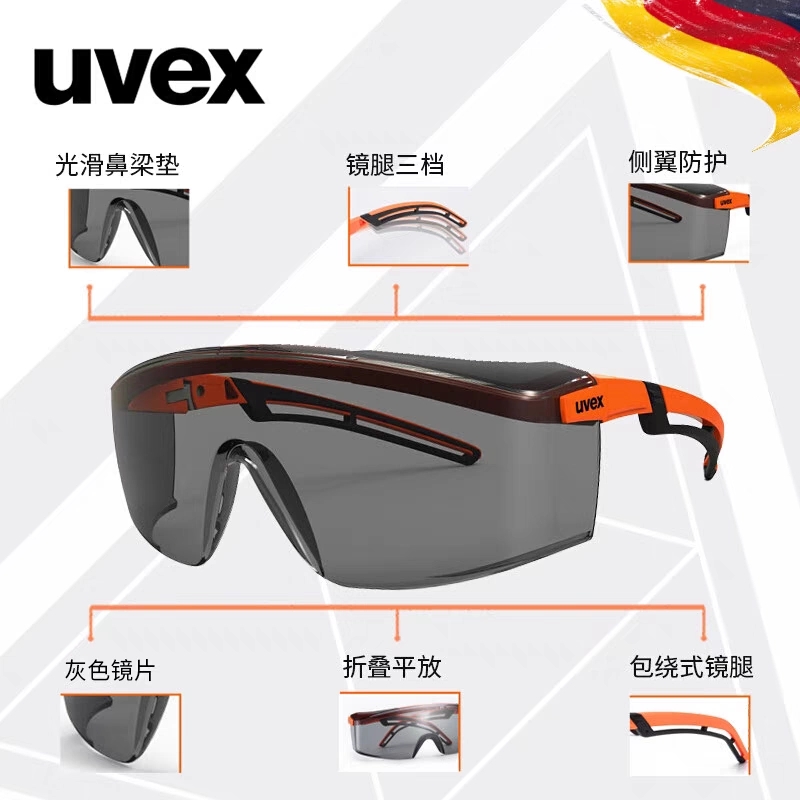 UVEX护目镜9064246男防尘眼镜劳保打磨防飞溅工业粉尘透明防目镜高清大图