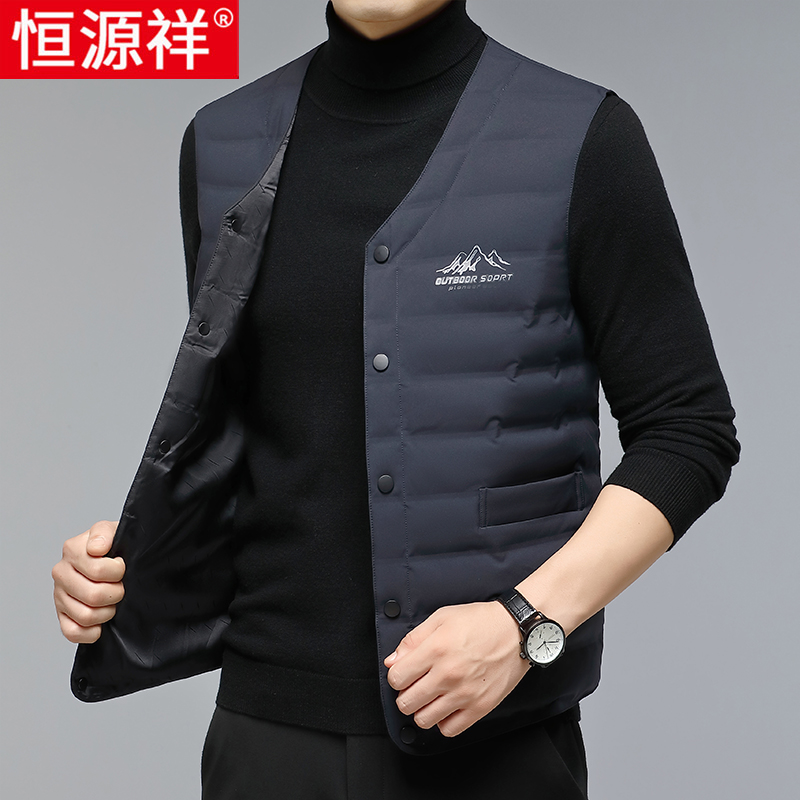 恒源祥中老年羽绒马甲男秋冬款轻薄爸爸内胆背心保暖马夹男士外套高清大图