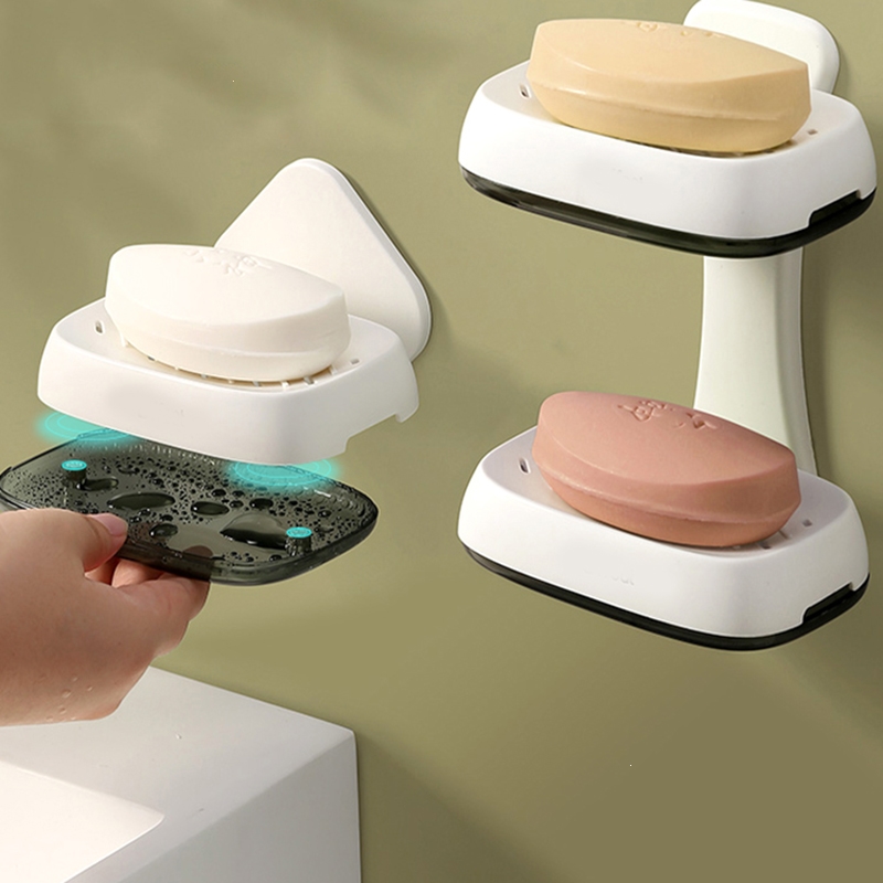 古达卫生间肥皂盒壁挂沥水免打孔厕所洗手间置物架香皂盒毛巾架子