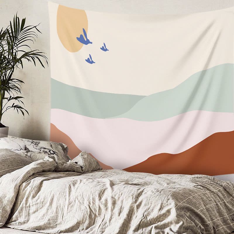 美帮汇北欧INS简约小花床头卧室宿舍背景布墙布小众挂毯 GT00809 绒布150高*200宽厘米图片