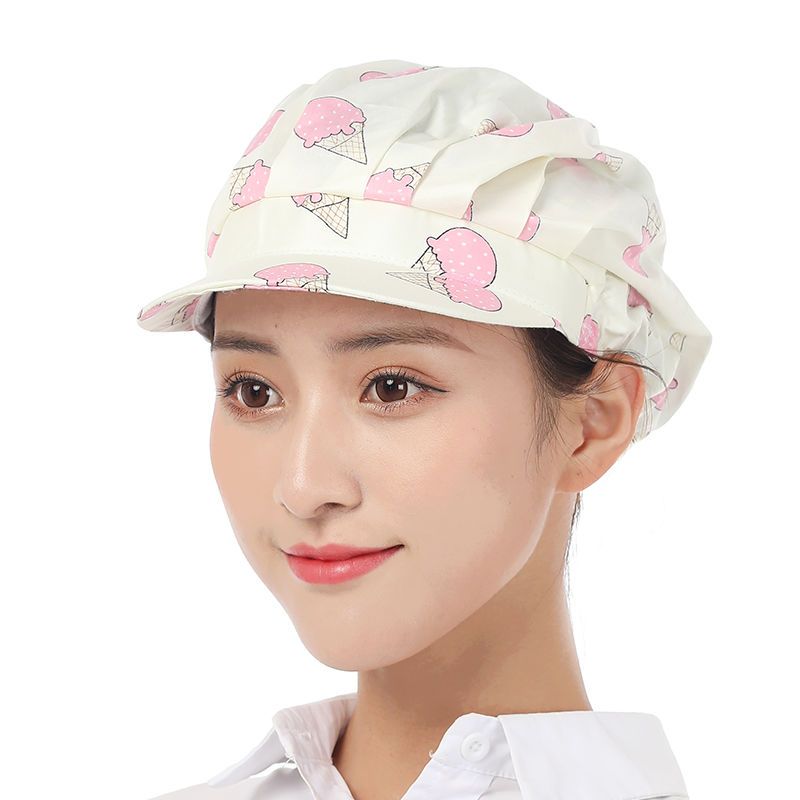 厨房帽子女防油烟做饭防掉发透气全棉厨师工作帽子餐厅