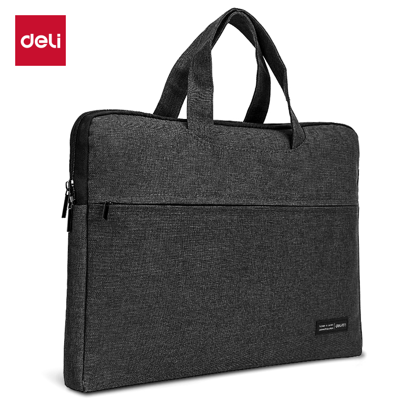 得力(deli)5590手提拉链袋便携式公文包人口普查收纳包会议记录商务包 400*290mm 5590黑色