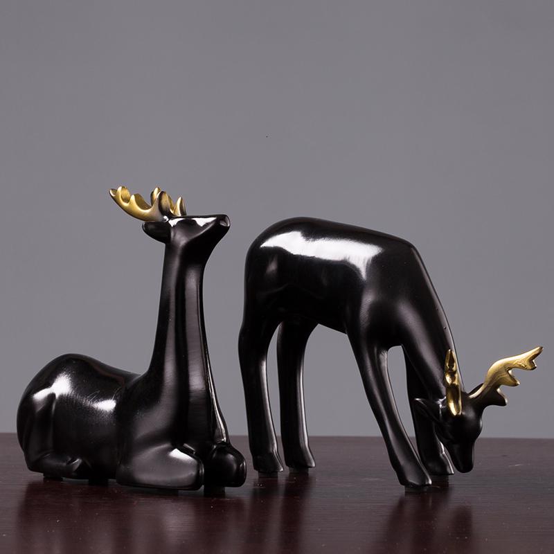 美帮汇简约现代情侣梅花鹿家居客厅装饰品摆件软装工艺品结婚电视柜高清大图